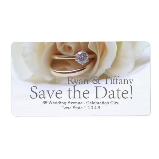 Sla de Date Verloving ring en roos op Etiket (Voorkant)