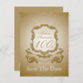 Sla de datum 100e verjaardag Gepersonaliseerd Brie Aankondigingskaart (Voorkant / Achterkant)