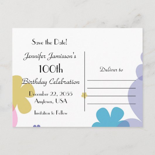 Sla de datum 100ste verjaardag Briefkaart (Achterkant)