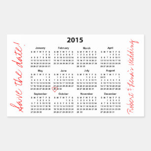Sla de datum 2015 Kalender Gepersonaliseerde Stick Rechthoekige Sticker