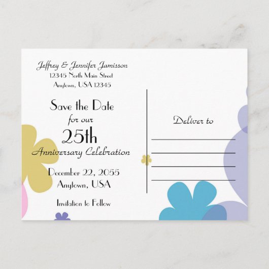 Sla de datum 25e Jubileum Party Briefkaart (Achterkant)