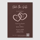 Sla de datum 2 harten verweven met Initialen Magnetische Uitnodiging (Voorkant)