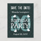 Sla de datum 30ste verjaardagsfeest V30B BLAUWGROE Aankondigingskaart (Voorkant)