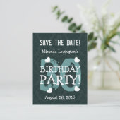 Sla de datum 30ste verjaardagsfeest V30B BLAUWGROE Aankondigingskaart (Staand voorkant)