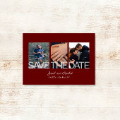 Sla de datum 3-foto collage rode bordeaux magneet