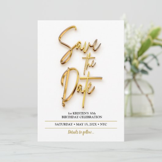 Sla de datum 3d tekst eenvoudig en minimalistisch kaart (Staand voorkant)