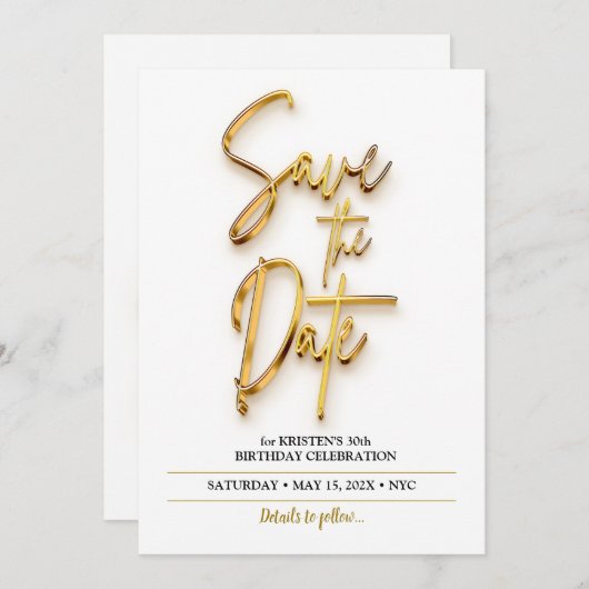 Sla de datum 3d tekst eenvoudig en minimalistisch kaart (Voorkant / Achterkant)