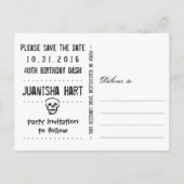 Sla de datum 40e verjaardag Bash Halloween Aankondigingskaart (Achterkant)