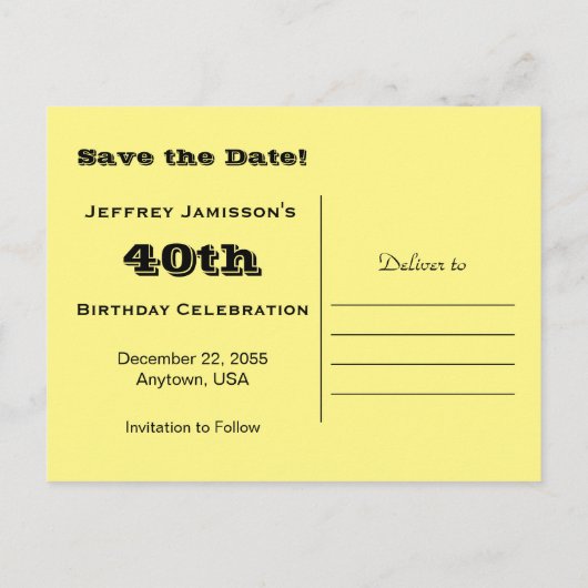 Sla de datum 40e verjaardag Happy Dog aankondiging (Achterkant)