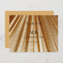 Sla de datum 50e Jubileum Floral Gold Fabric op Aankondigingskaart