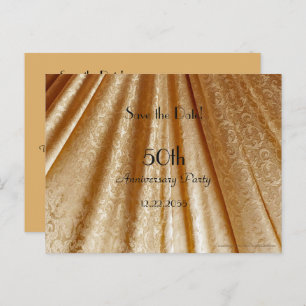 Sla de datum 50e Jubileum Floral Gold Fabric op Aankondigingskaart