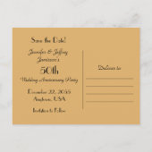 Sla de datum 50e Jubileum Floral Gold Fabric op Aankondigingskaart (Achterkant)