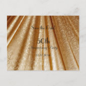 Sla de datum 50e Jubileum Floral Gold Fabric op Aankondigingskaart (Voorkant)