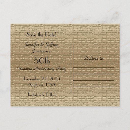 Sla de datum 50e Jubileum fotouitnodiging op Aankondigingskaart (Achterkant)