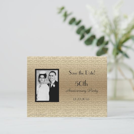 Sla de datum 50e Jubileum fotouitnodiging op Aankondigingskaart (Staand voorkant)