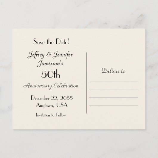 Sla de datum 50e Jubileum Party Invitation op Aankondigingskaart (Achterkant)
