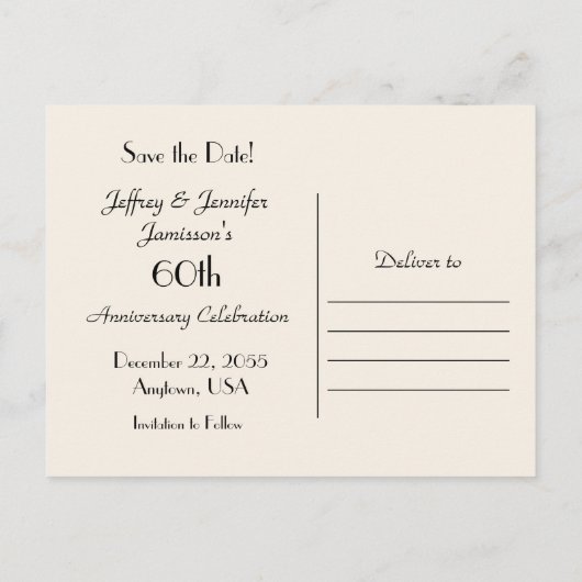 Sla de datum 60e Jubileum Party op Aankondigingskaart (Achterkant)