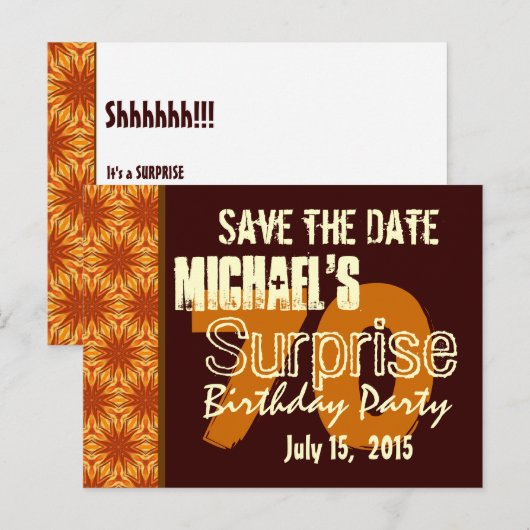 Sla de datum 70e verrassing Verjaardag Goud Aankondigingskaart (Voorkant / Achterkant)