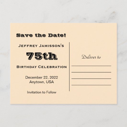 Sla de datum 75e verjaardag uitnodiging (Achterkant)