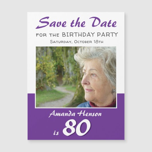 Sla de datum 80e Verjaardagsfeestfotomagneet op (Voorkant)