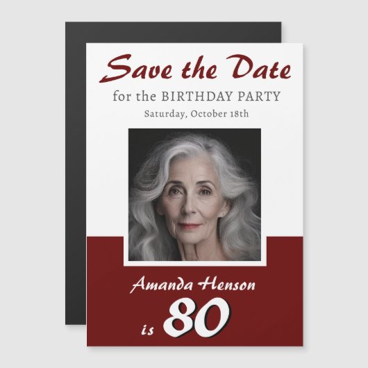 Sla de datum 80e Verjaardagsfeestfotomagneet op (Voorkant / Achterkant)
