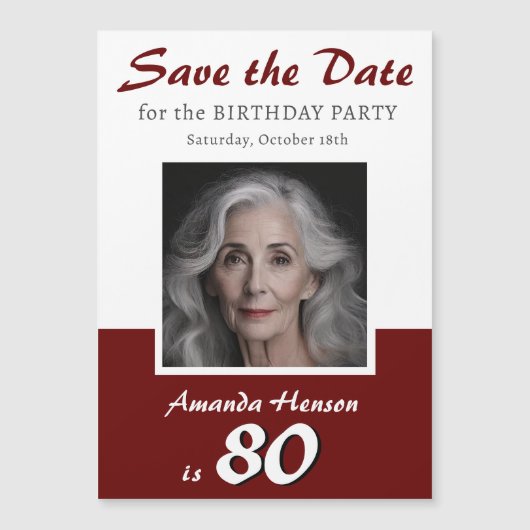 Sla de datum 80e Verjaardagsfeestfotomagneet op (Voorkant)