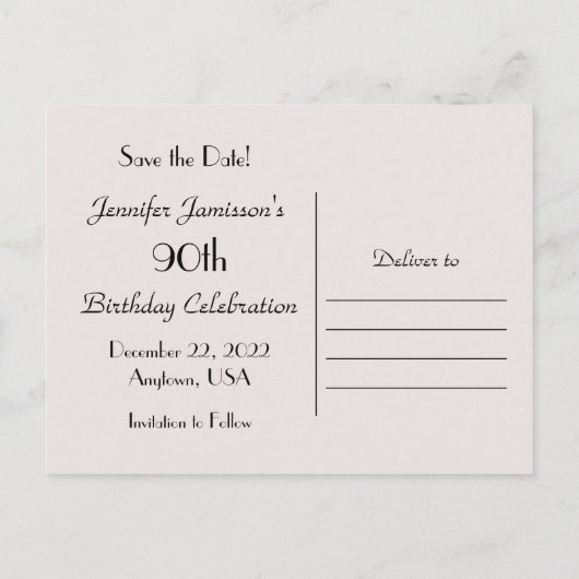 Sla de datum 90ste verjaardag uitnodiging (Achterkant)