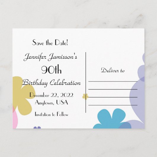Sla de datum 90ste verjaardag uitnodiging (Achterkant)