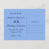 Sla de datum 90ste verjaardagsfeestje op, Blauw Ab Aankondigingskaart (Achterkant)