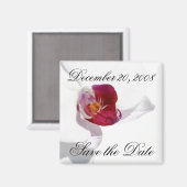Sla de datum aankondiging orchidee magneet op (Voorkant / Achterkant)