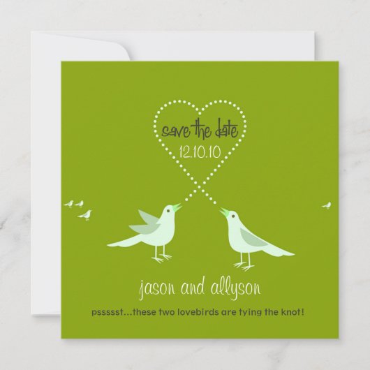Sla de datum aankondigingen op met Liefdesvogels { (Voorkant)