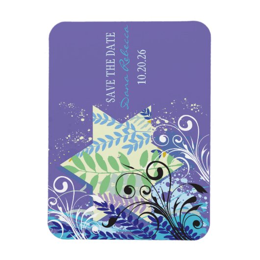 Sla de DATUM ABSTRACT FLORAL STAR Bat Mitzvah Magneet (Verticaal)