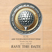 Sla de datum Acryl Golf Uitnodiging (Voorkant)