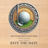 Sla de datum Acryl Golf Uitnodiging (Voorkant)