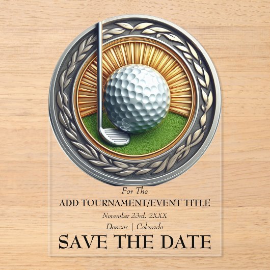 Sla de datum Acryl Golf Uitnodiging (Voorkant)