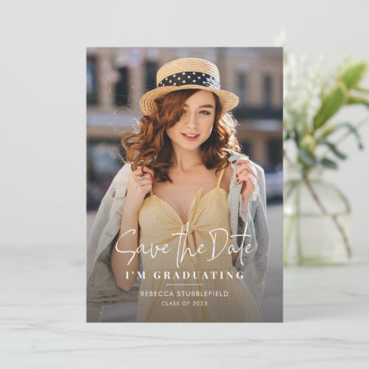 Sla de datum Afstuderen 2024 fotofeest op Aankondiging (Staand voorkant)