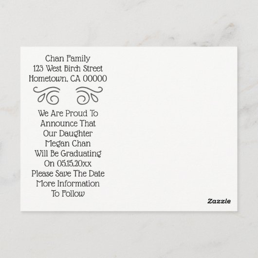 Sla de Datum Afstuderen fotokaart op Briefkaart (Achterkant)