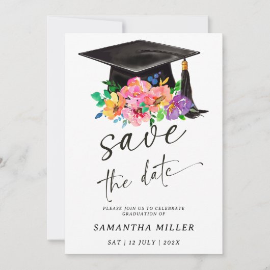 Sla de datum Afstuderen roze Sjabloon Kaart (Voorkant)