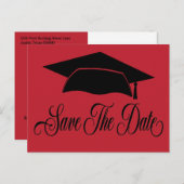 Sla de datum Afstuderen -Simple Red Black Aankondigingskaart (Voorkant / Achterkant)