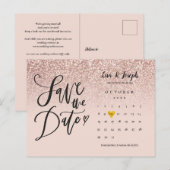 Sla de Datum Agenda QR Code Roze Goud Glitter Aankondigingskaart (Voorkant / Achterkant)