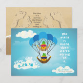 Sla de datum ananas-personages parachutespringen o save the date (Voorkant / Achterkant)
