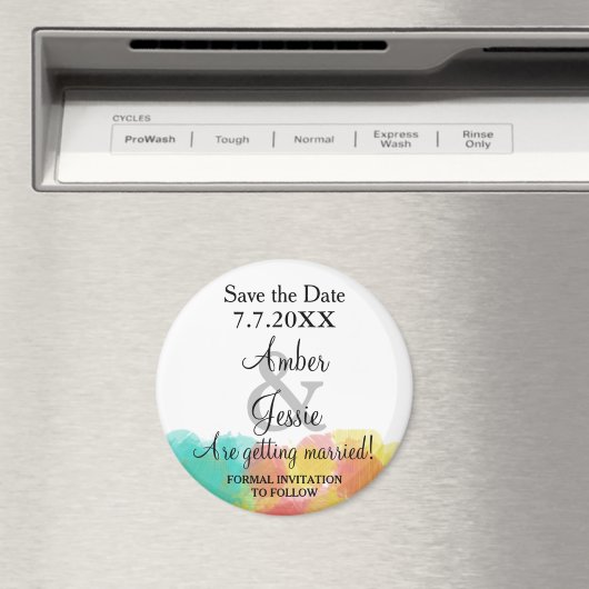 Sla de datum Artsy Gouache Waterverf Bruiloft Magneet (Insitu (Vaatwasser))