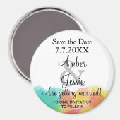 Sla de datum Artsy Gouache Waterverf Bruiloft Magneet (Voorkant / Achterkant)