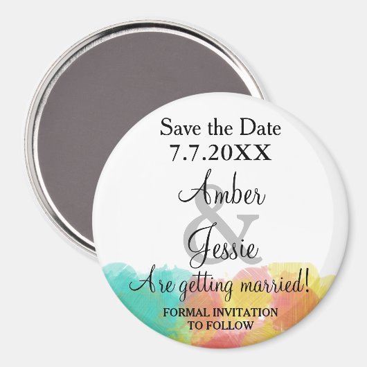 Sla de datum Artsy Gouache Waterverf Bruiloft Magneet (Voorkant / Achterkant)