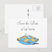 Sla de datum Assepoester Slipper Blauwgroen kussen Aankondigingskaart (Voorkant / Achterkant)