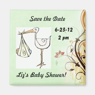 Sla de datum Baby shower Stork op Magneet