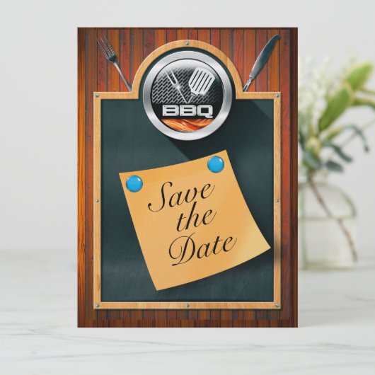 Sla de datum BBQ op Save The Date (Staand voorkant)