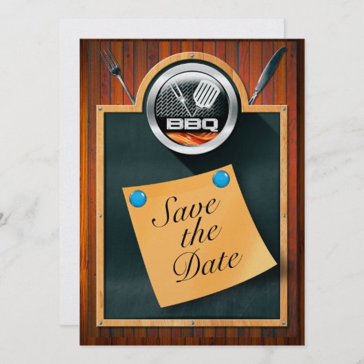 Sla de datum BBQ op Save The Date (Voorkant / Achterkant)