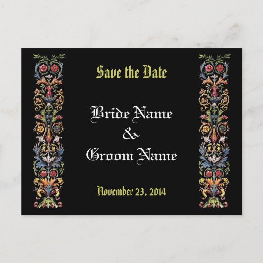 Sla de datum bewerkbare middeleeuwse verlichte kun aankondigingskaart (Voorkant)