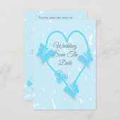 Sla de datum blauwe gekleurde hart vlinders kaart (Voorkant / Achterkant)